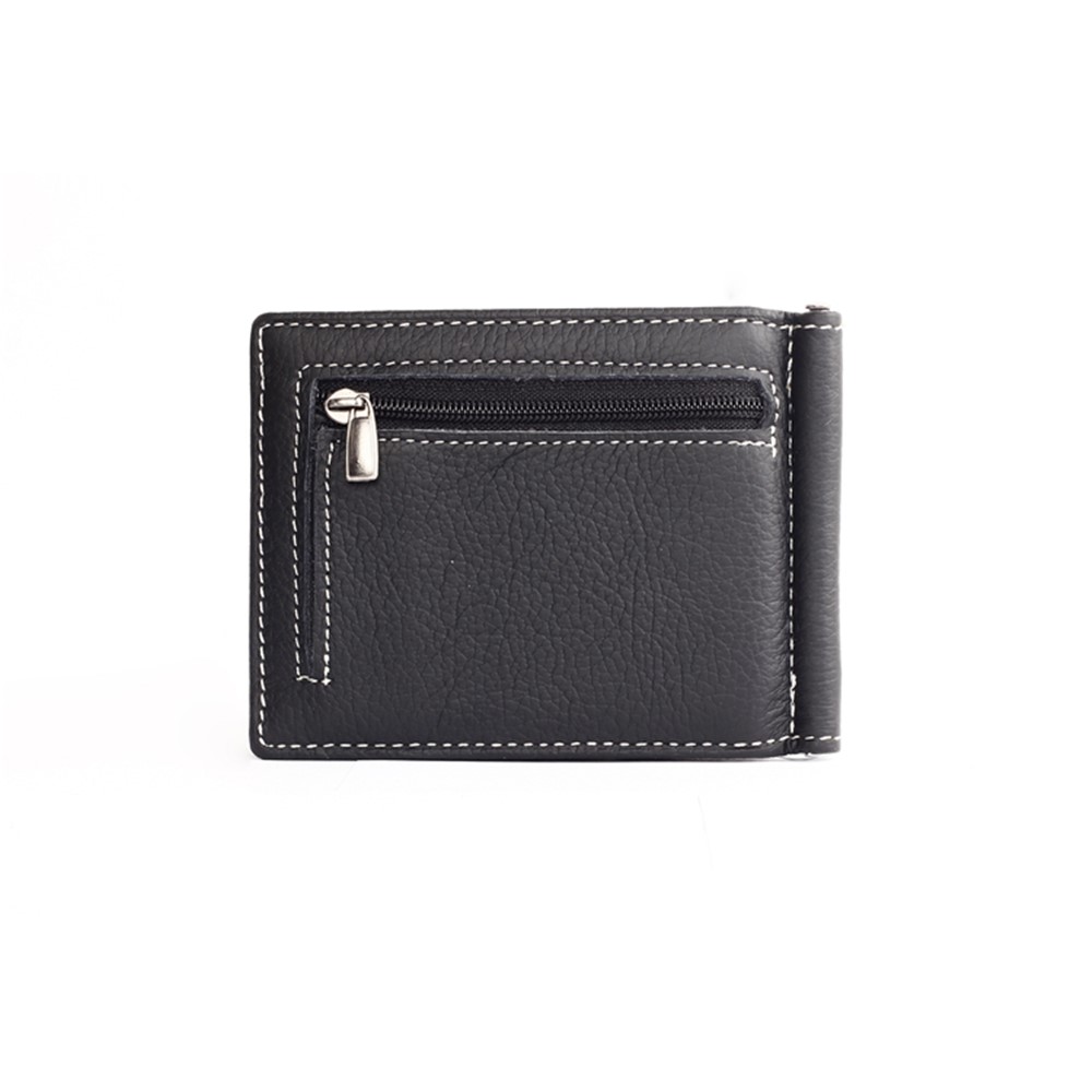 GUBINTU 6018 Herren Bi-fach Top-Layer Echtes Leder Geldbörse Kurzes Geldbörse - Schwarz-2