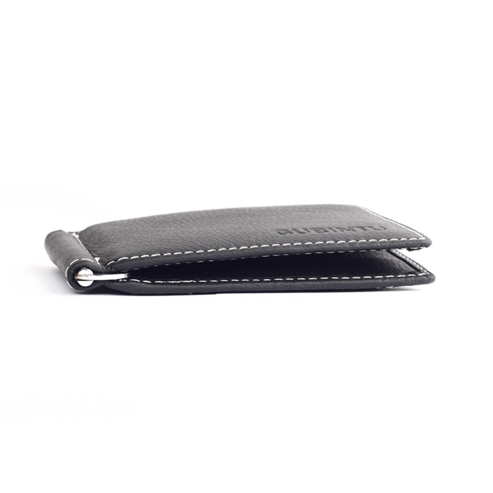 GUBINTU 6018 Herren Bi-fach Top-Layer Echtes Leder Geldbörse Kurzes Geldbörse - Schwarz-3