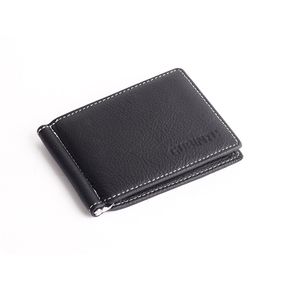 GUBINTU 6018 Herren Bi-fach Top-Layer Echtes Leder Geldbörse Kurzes Geldbörse - Schwarz-6