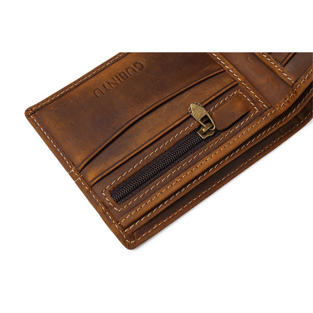 GUBINTU Men's Bi-fold Crazy Horse Texture Genuine Leather Purse Wallet-10