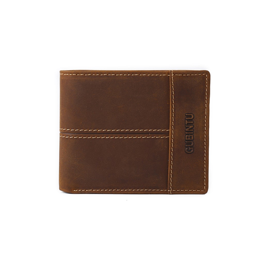 GUBINTU Men's Bi-fold Crazy Horse Texture Genuine Leather Purse Wallet-2
