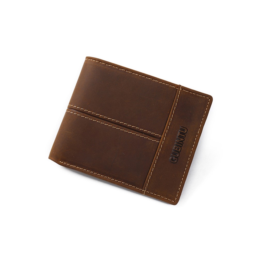 GUBINTU Men's Bi-fold Crazy Horse Texture Genuine Leather Purse Wallet-4