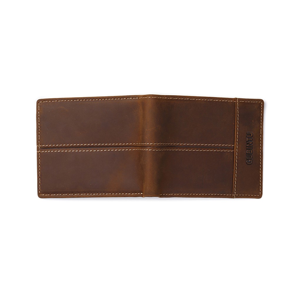 GUBINTU Men's Bi-fold Crazy Horse Texture Genuine Leather Purse Wallet-7