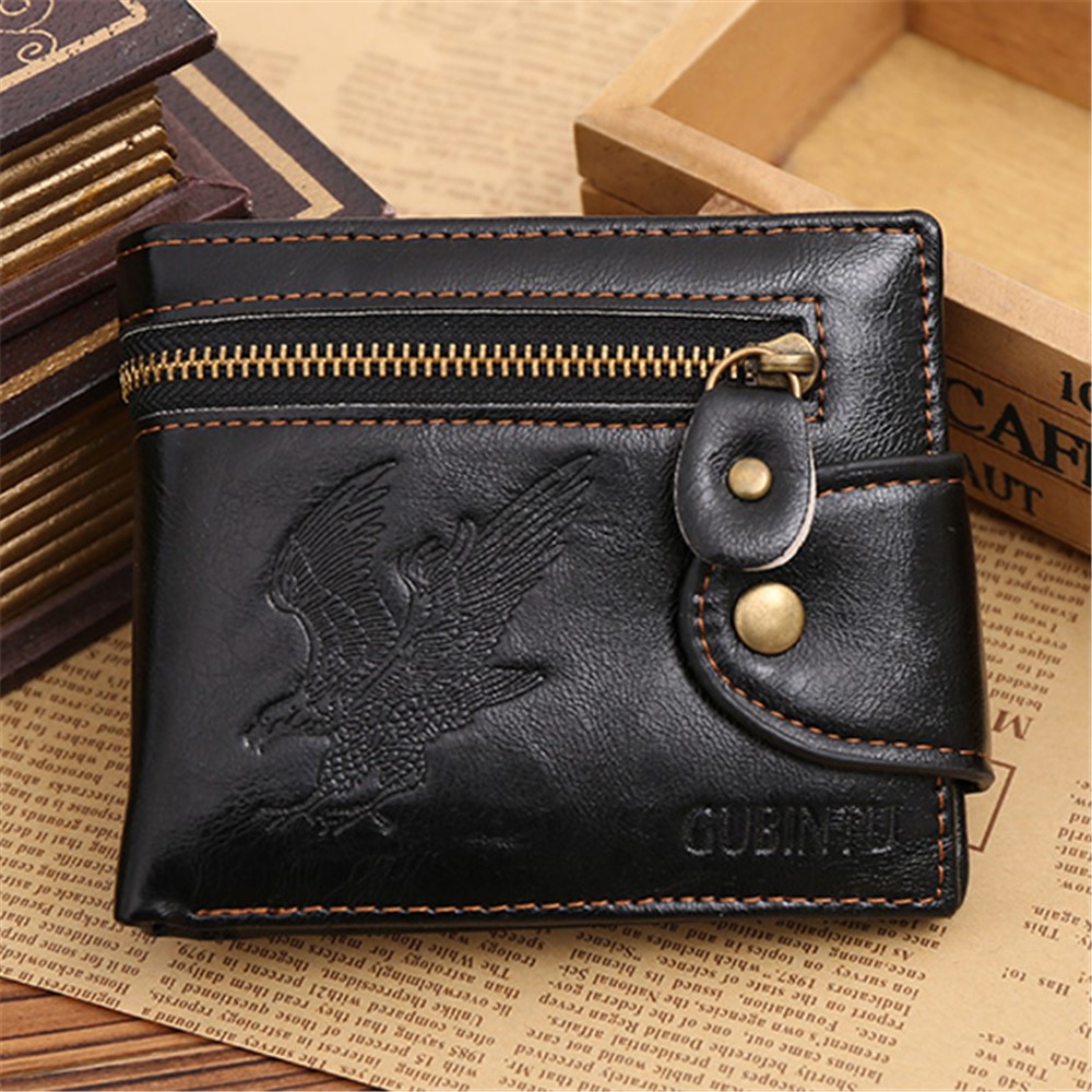 GUBINTU G004-1 Men's Tri-fold Eagle Pattern PU Leather Wallet Short Purse-1