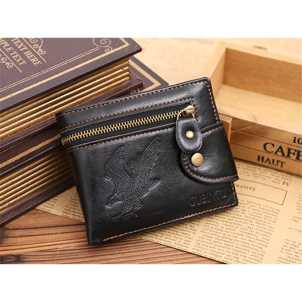 GUBINTU G004-1 Men's Tri-fold Eagle Pattern PU Leather Wallet Short Purse-2