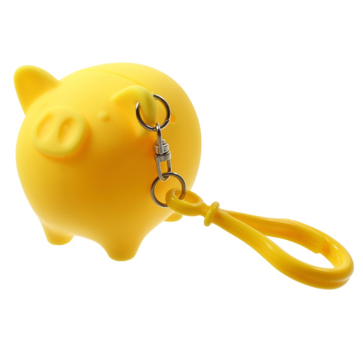 Cute Piggy Silicone Pinch Toy Portable Mini Coin Purse with Strap - Yellow-1