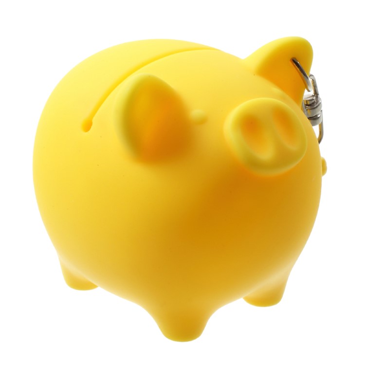 Cute Piggy Silicone Pinch Toy Portable Mini Coin Purse with Strap - Yellow-3