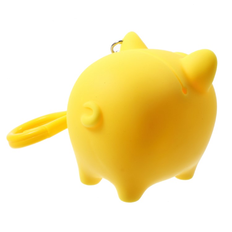 Cute Piggy Silicone Pinch Toy Portable Mini Coin Purse with Strap - Yellow-4