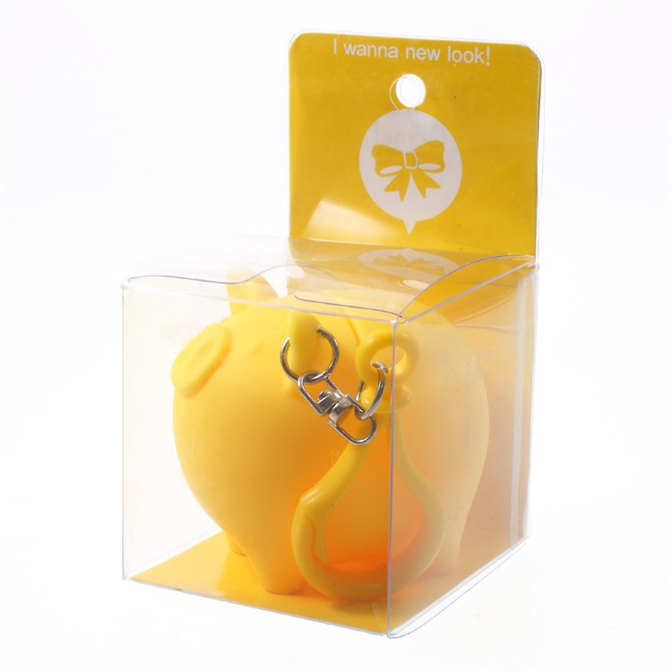Cute Piggy Silicone Pinch Toy Portable Mini Coin Purse with Strap - Yellow-6