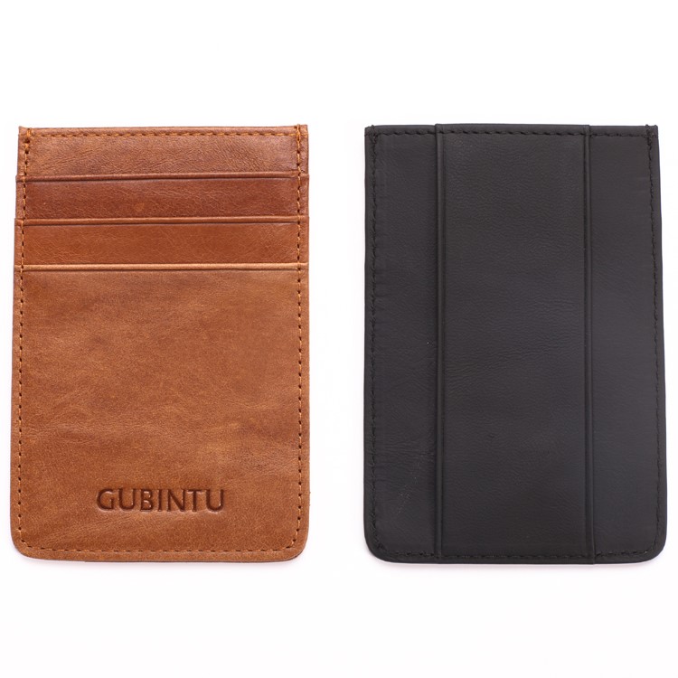 GUBINTU G111 Anti-vol RFID Protégé En Cuir Véritable Carte De Crédit Argent Porte-poche ID - Noir-15