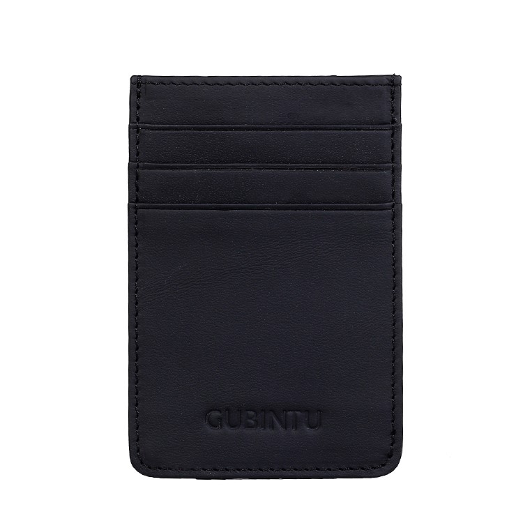 Gubintu G111 Antift RFID Protégé Une Carte de Crédit en Cuir Authentique. - le Noir-2