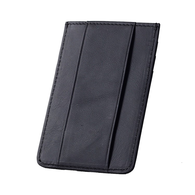 GUBINTU G111 Anti-vol RFID Protégé En Cuir Véritable Carte De Crédit Argent Porte-poche ID - Noir-4