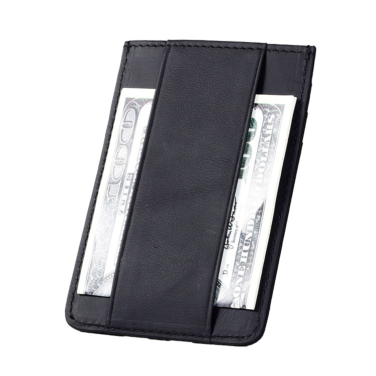 GUBINTU G111 Anti-vol RFID Protégé En Cuir Véritable Carte De Crédit Argent Porte-poche ID - Noir-6