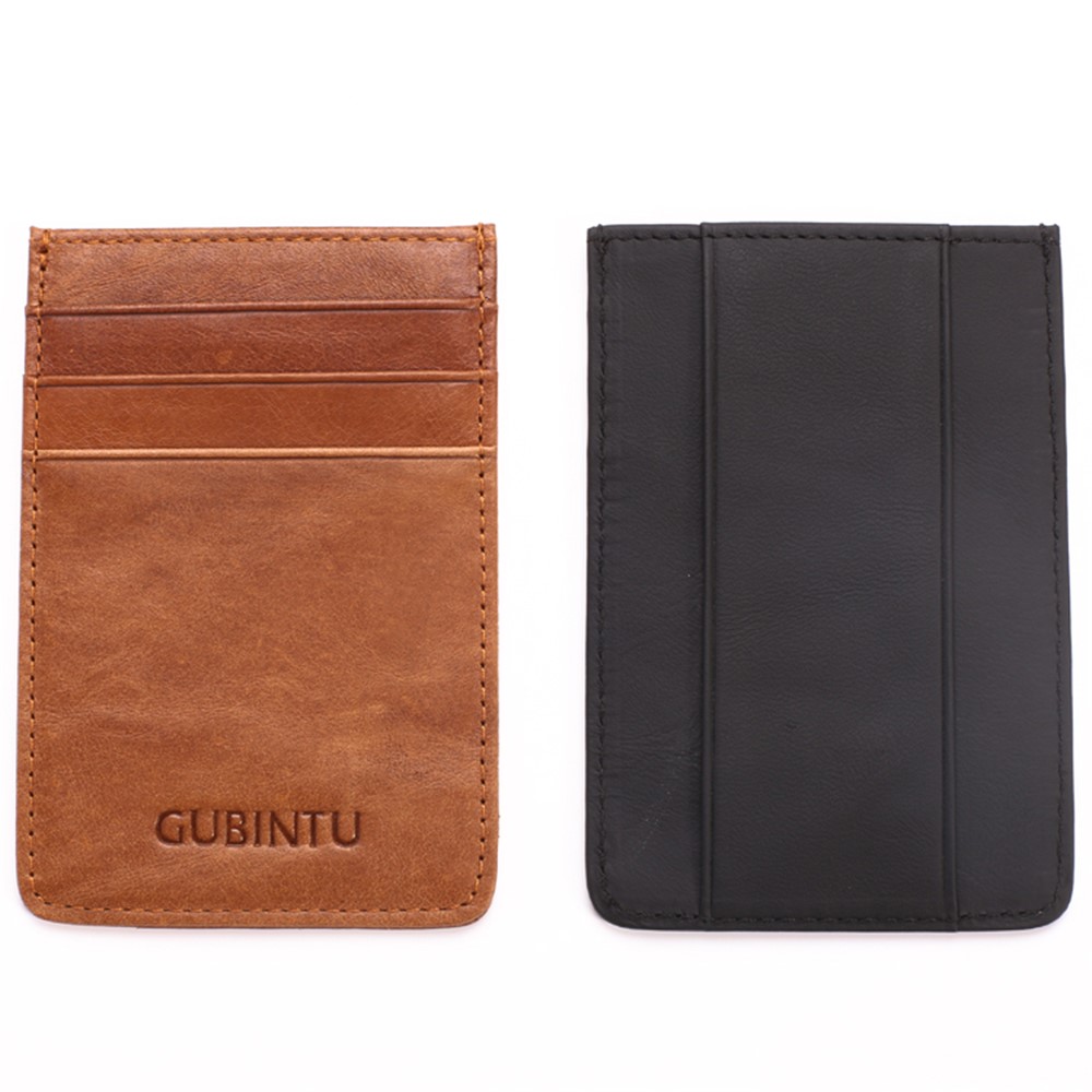 GUBINTU G111 Anti-roubo RFID Protegido Couro Genuíno Cartão De Crédito Identificação Caso De Bolso De Dinheiro - Castanho-2