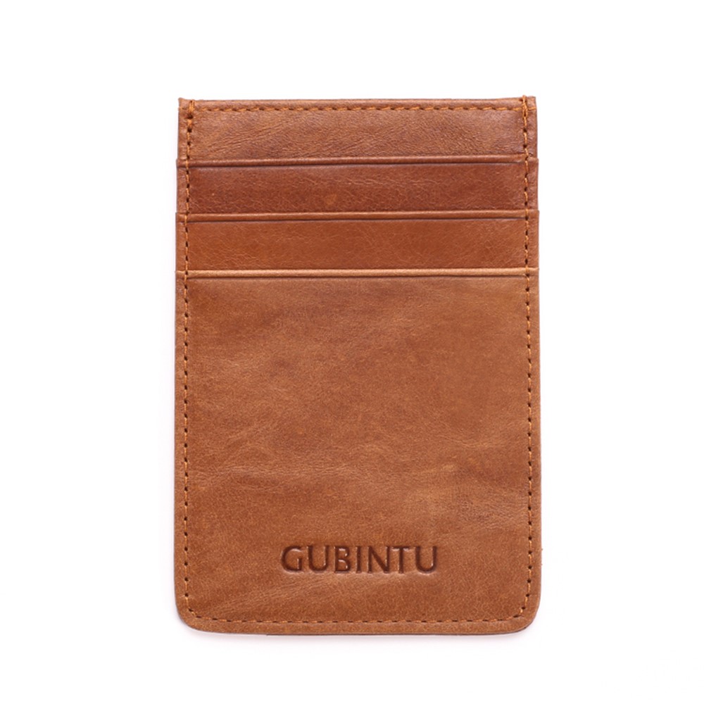 GUBINTU G111 Anti-roubo RFID Protegido Couro Genuíno Cartão De Crédito Identificação Caso De Bolso De Dinheiro - Castanho-3