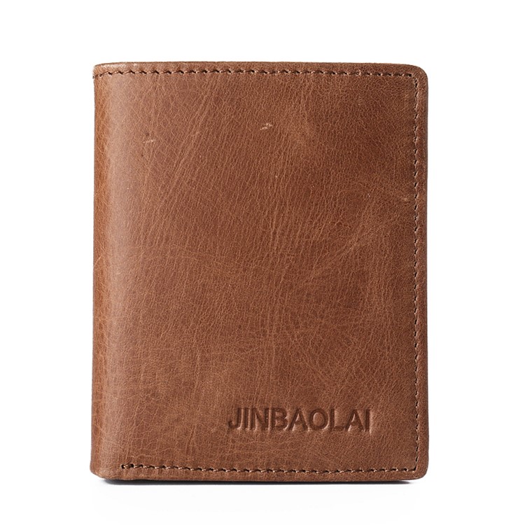 JINBAOLAI Mini Men's Short Wallet Top Layer Cowhide Leather Purse - Style B-1