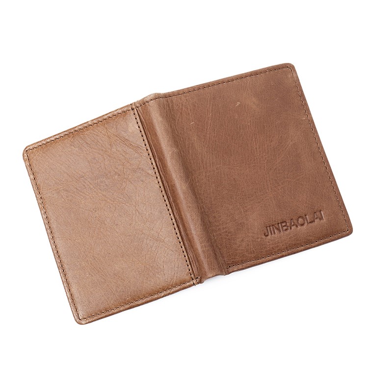 JINBAOLAI Mini Men's Short Wallet Top Layer Cowhide Leather Purse - Style B-14