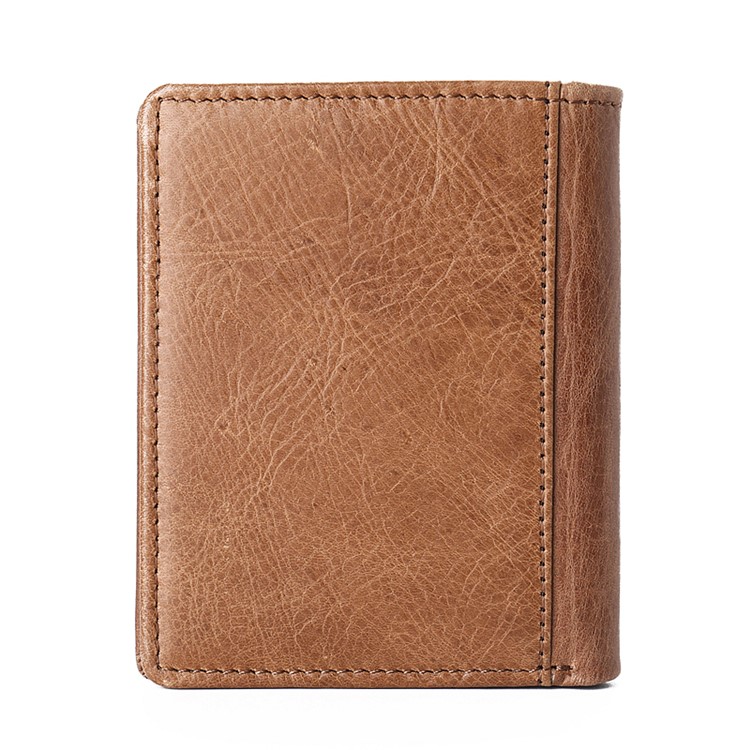 JINBAOLAI Mini Men's Short Wallet Top Layer Cowhide Leather Purse - Style B-2