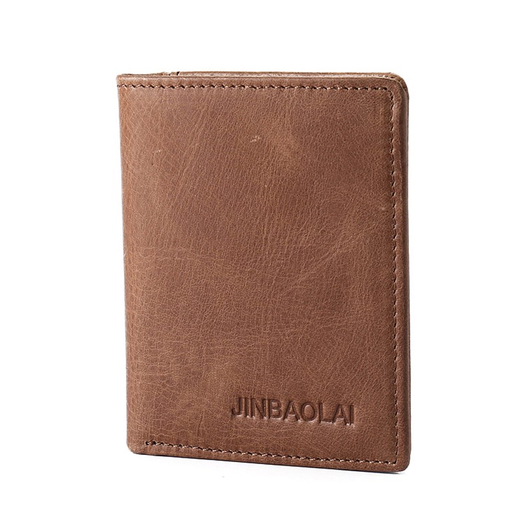 JINBAOLAI Mini Men's Short Wallet Top Layer Cowhide Leather Purse - Style B-4