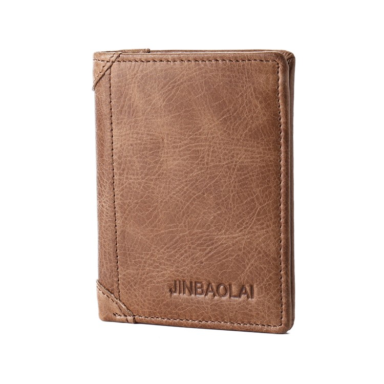 JINBAOLAI Mini Men's Short Wallet Top Layer Cowhide Leather Purse - Style B-5