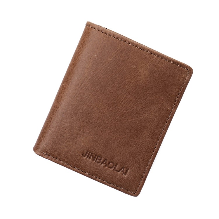 JINBAOLAI Mini Men's Short Wallet Top Layer Cowhide Leather Purse - Style B-6
