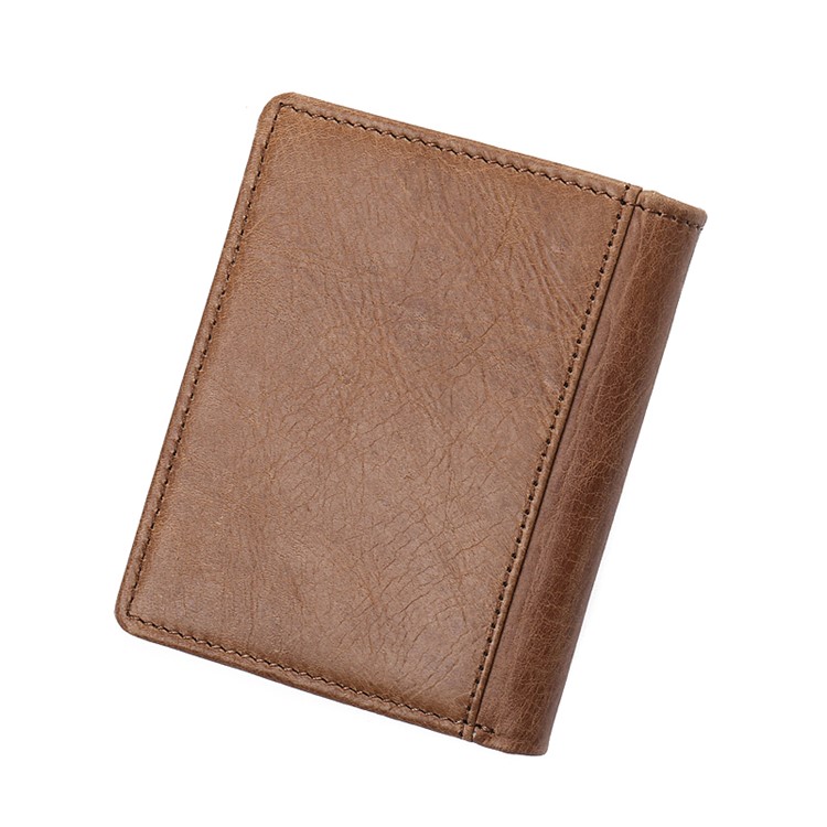 JINBAOLAI Mini Men's Short Wallet Top Layer Cowhide Leather Purse - Style B-7