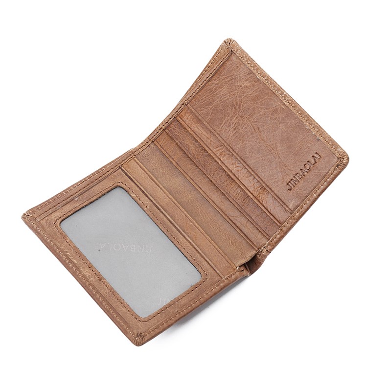 JINBAOLAI Mini Men's Short Wallet Top Layer Cowhide Leather Purse - Style B-8