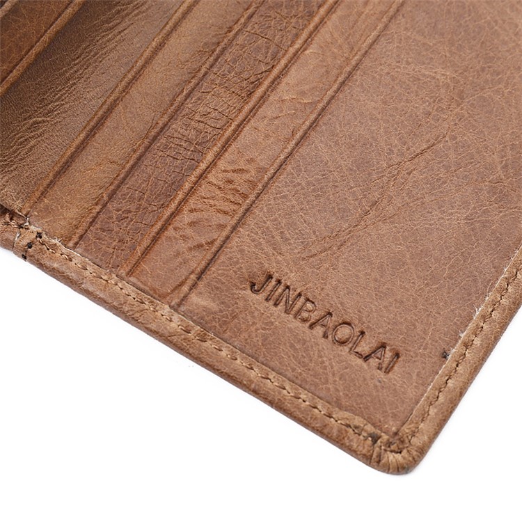 JINBAOLAI Mini Men's Short Wallet Top Layer Cowhide Leather Purse - Style B-9