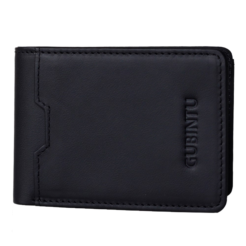 GUBINTU Men's Bi-fold Crazy Horse Texture Antimagnético Top camada de couro de vaca bolsa de bolsa - negro-6