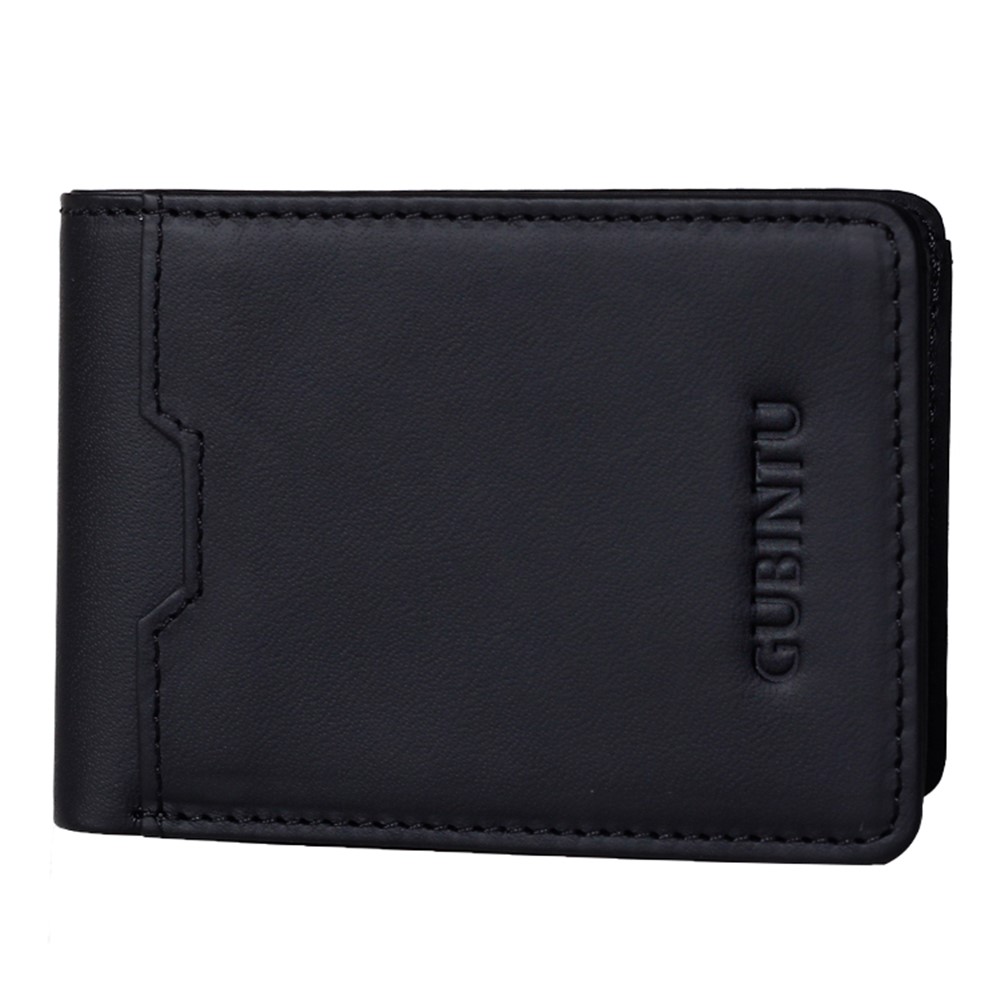 GUBINTU Men's Bi-fold Crazy Horse Texture Antimagnetic Top layer cowhide leather Purse Wallet - Black-6