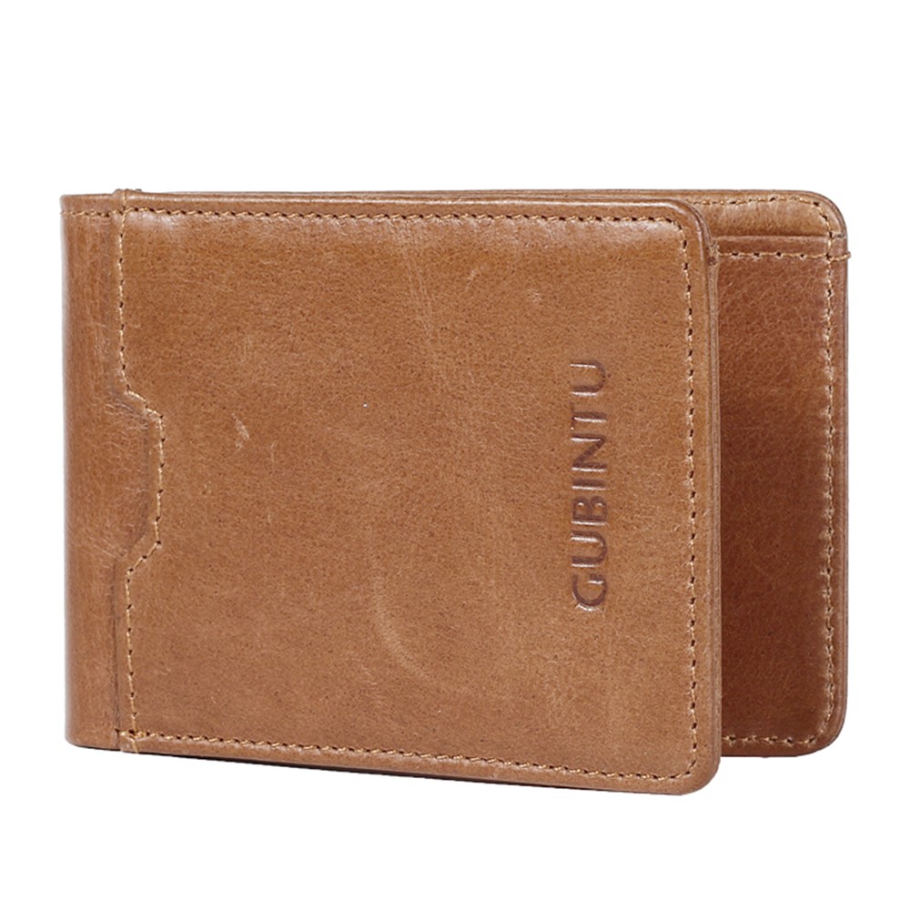 GUBINTU zweifach verrückte Pferd Textur Anti-Scan Top Schicht Rindsleder Herren Geldbörse mit Kartensteckplätzen - Braun-4
