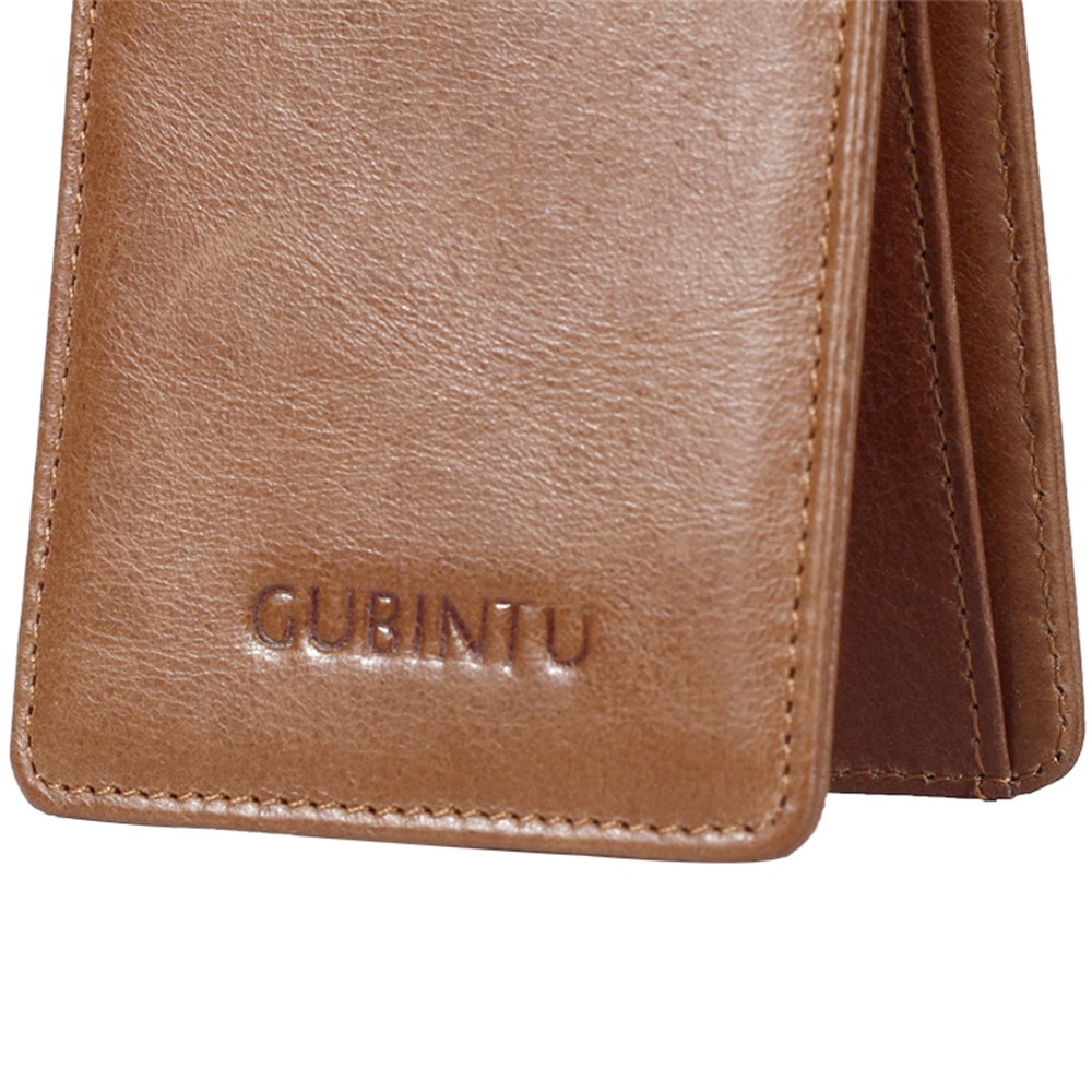 GUBINTU zweifach verrückte Pferd Textur Anti-Scan Top Schicht Rindsleder Herren Geldbörse mit Kartensteckplätzen - Braun-5