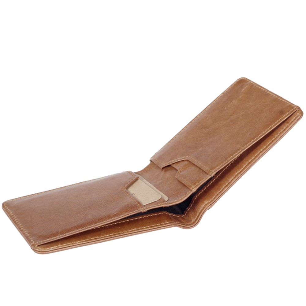 GUBINTU zweifach verrückte Pferd Textur Anti-Scan Top Schicht Rindsleder Herren Geldbörse mit Kartensteckplätzen - Braun-8