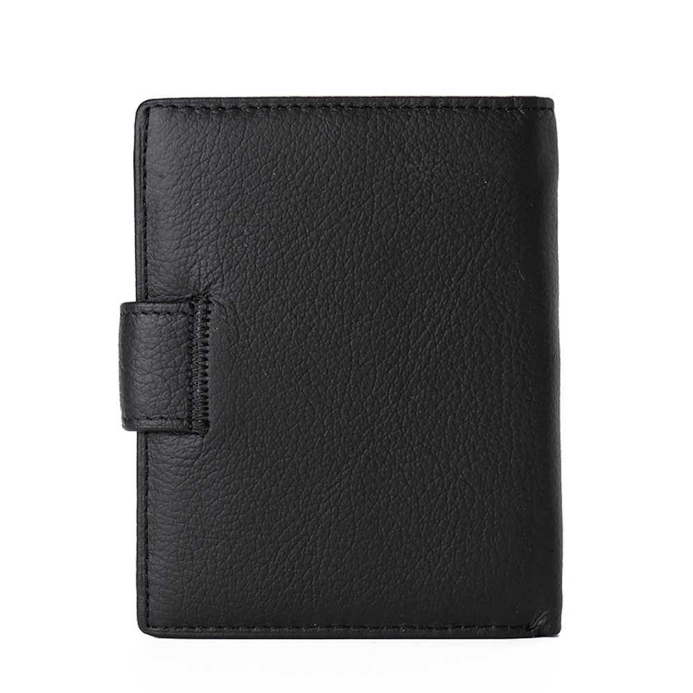 JINBAOLAI Fashionable Litchi Grain Cowhide Leather Men's Multi Card Slots Wallet - Black-2