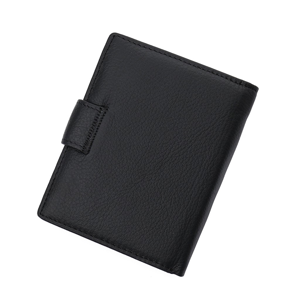 JINBAOLAI Fashionable Litchi Grain Cowhide Leather Men's Multi Card Slots Wallet - Black-5
