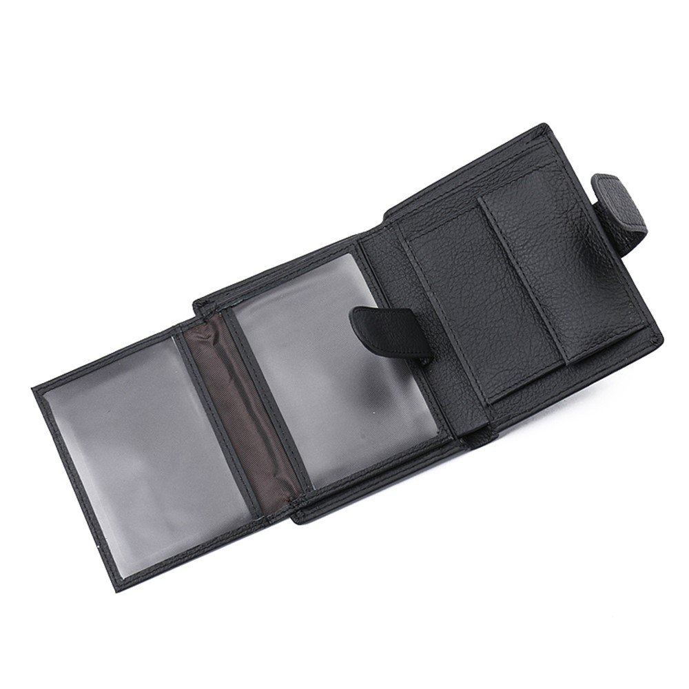 JINBAOLAI Fashionable Litchi Grain Cowhide Leather Men's Multi Card Slots Wallet - Black-7