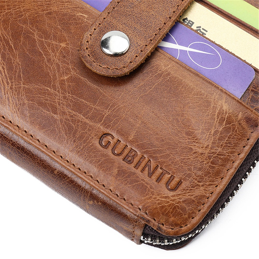 GUBINTU Retro Style Multi-slots Genuine Leather Men's Bi-fold Wallet-12