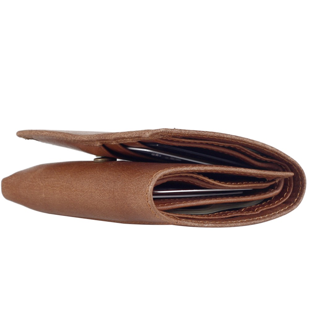 JINBAOLAI Tri-fold Top Layer Cowhide Leather Card Slots Wallet Purse for Men - Brown-9