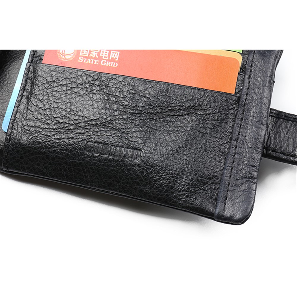 GUBINTU Men's Multi-functional Crazy Horse Genuine Leather Bi-fold Wallet with Detachable Zipper Pocket - Style A-10