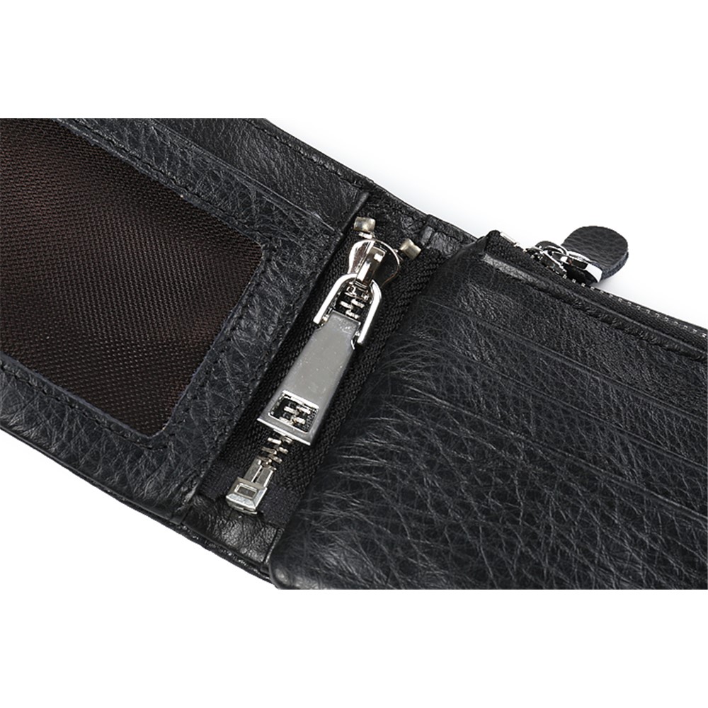 GUBINTU Men's Multi-functional Crazy Horse Genuine Leather Bi-fold Wallet with Detachable Zipper Pocket - Style A-11