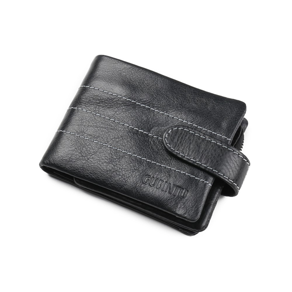 GUBINTU Men's Multi-functional Crazy Horse Genuine Leather Bi-fold Wallet with Detachable Zipper Pocket - Style A-3