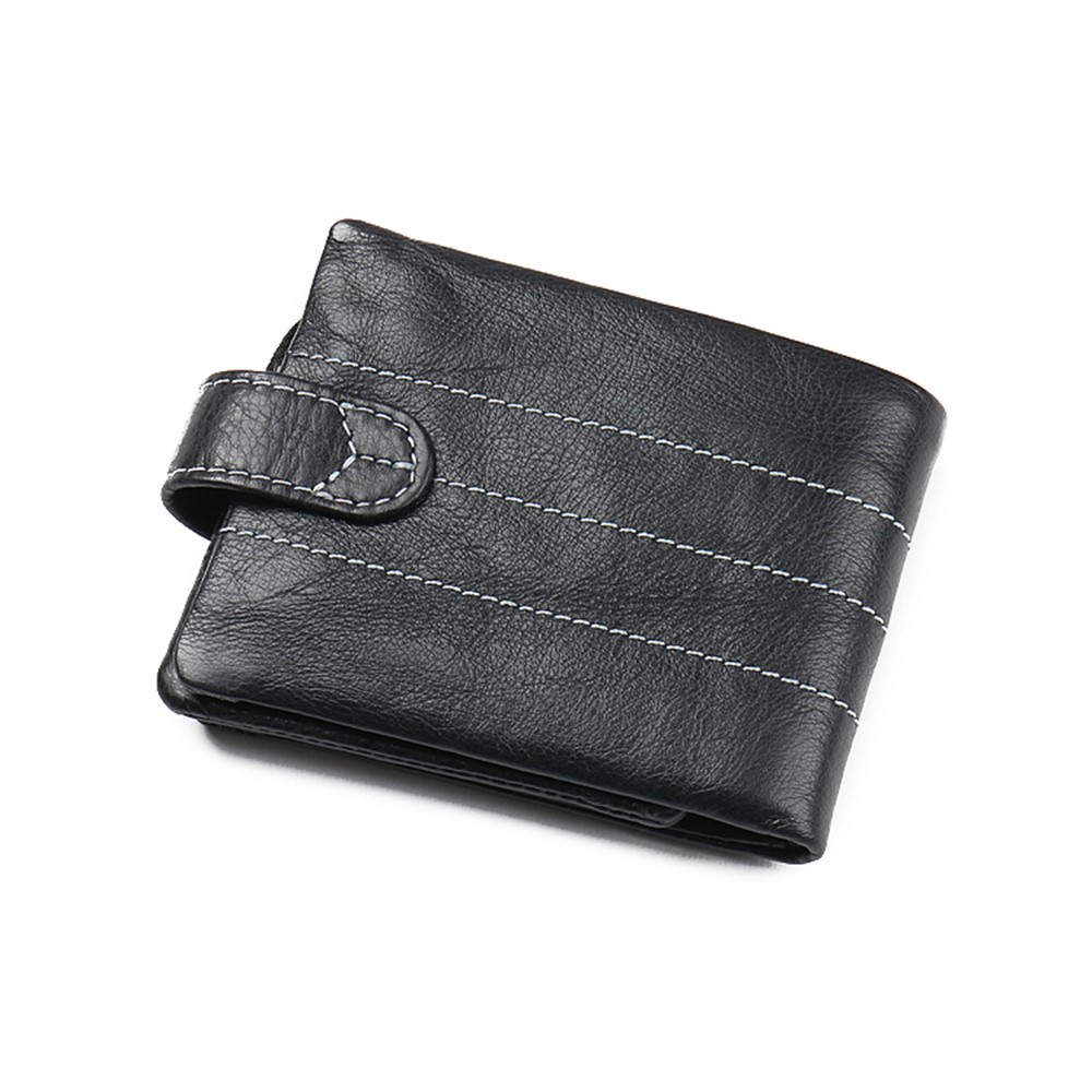 GUBINTU Men's Multi-functional Crazy Horse Genuine Leather Bi-fold Wallet with Detachable Zipper Pocket - Style A-4