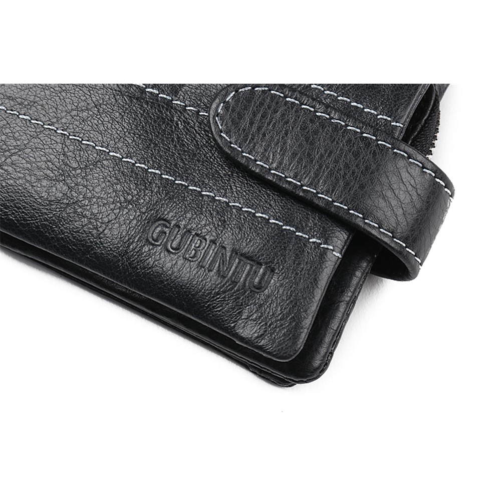 GUBINTU Men's Multi-functional Crazy Horse Genuine Leather Bi-fold Wallet with Detachable Zipper Pocket - Style A-5