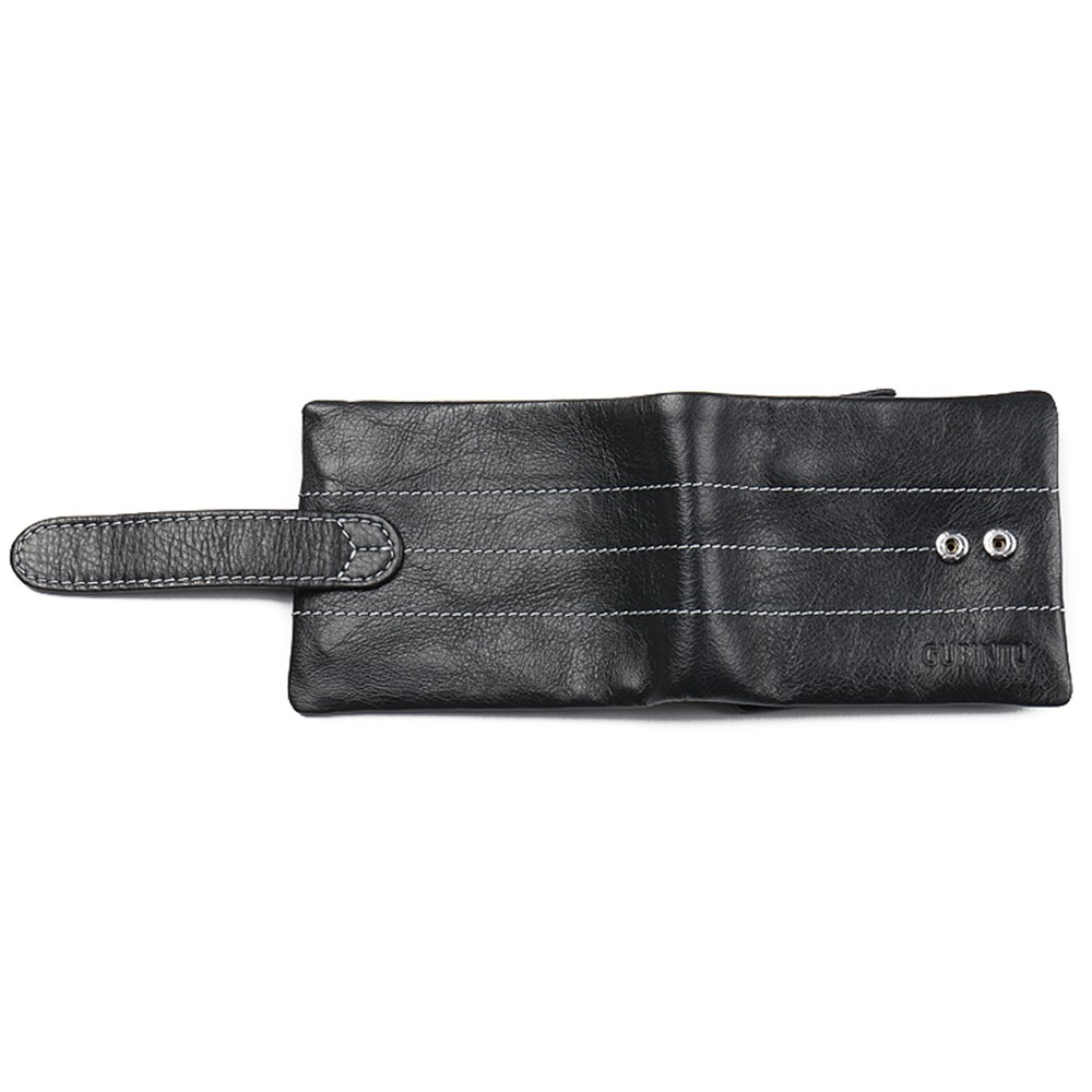 GUBINTU Men's Multi-functional Crazy Horse Genuine Leather Bi-fold Wallet with Detachable Zipper Pocket - Style A-6