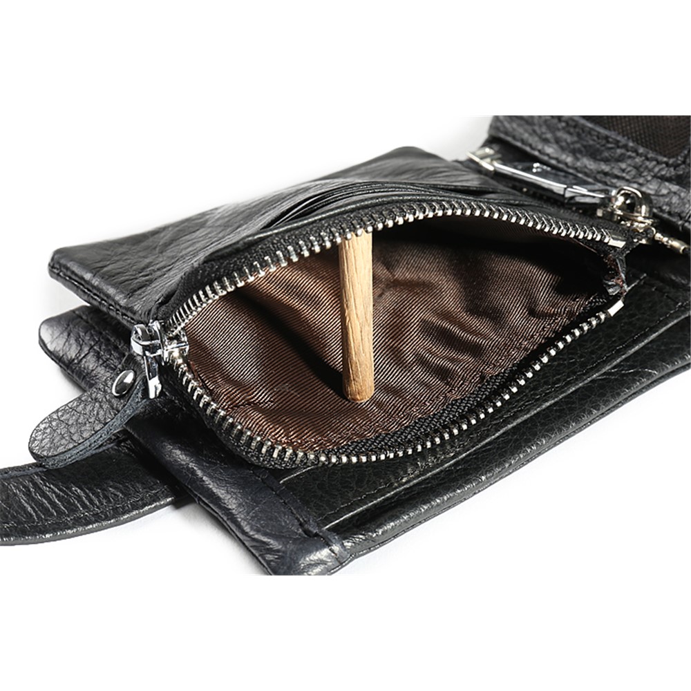 GUBINTU Men's Multi-functional Crazy Horse Genuine Leather Bi-fold Wallet with Detachable Zipper Pocket - Style A-7