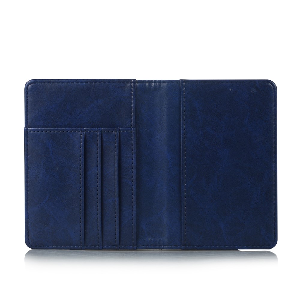 Multi-functional PU Leather Bi-fold Wallet Cover Case Passport Holder - Blue-4
