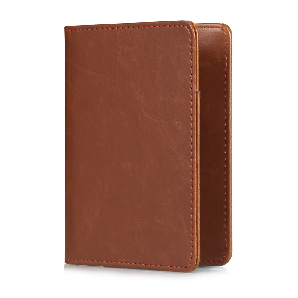 Multi-purpose PU Leather Wallet Cover Case Bi-fold Passport Holder - Castanho-1