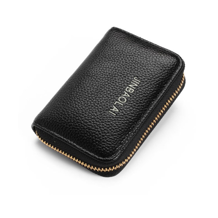JINBAOLAI P8001 Litchi Texture Large Capacity PU Leather Multiple Card Slots Holder Zipper Wallet - Black-1