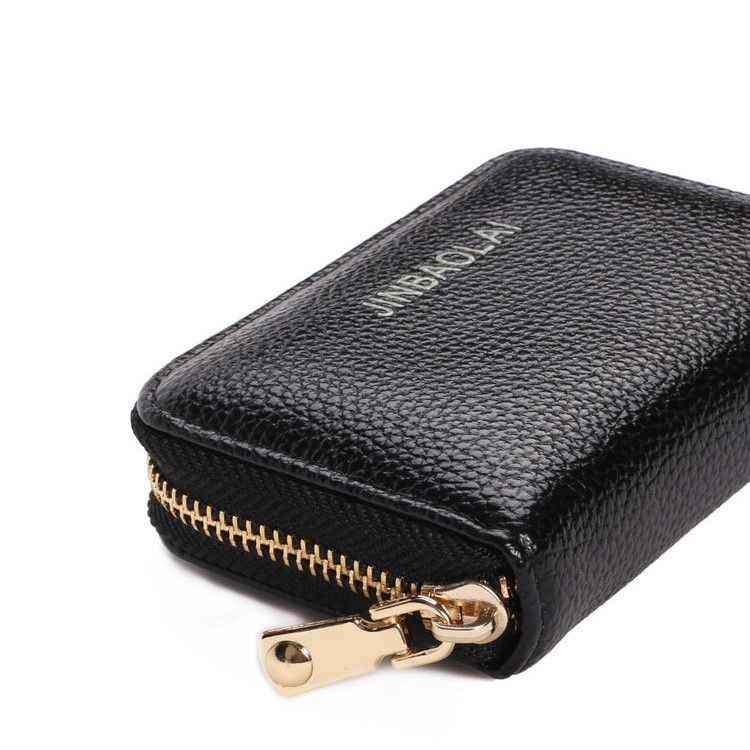 JINBAOLAI P8001 Litchi Texture Large Capacity PU Leather Multiple Card Slots Holder Zipper Wallet - Black-3