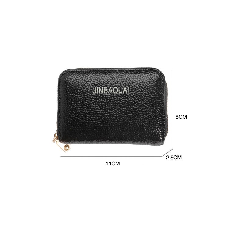 JINBAOLAI P8001 Litchi Texture Large Capacity PU Leather Multiple Card Slots Holder Zipper Wallet - Black-8